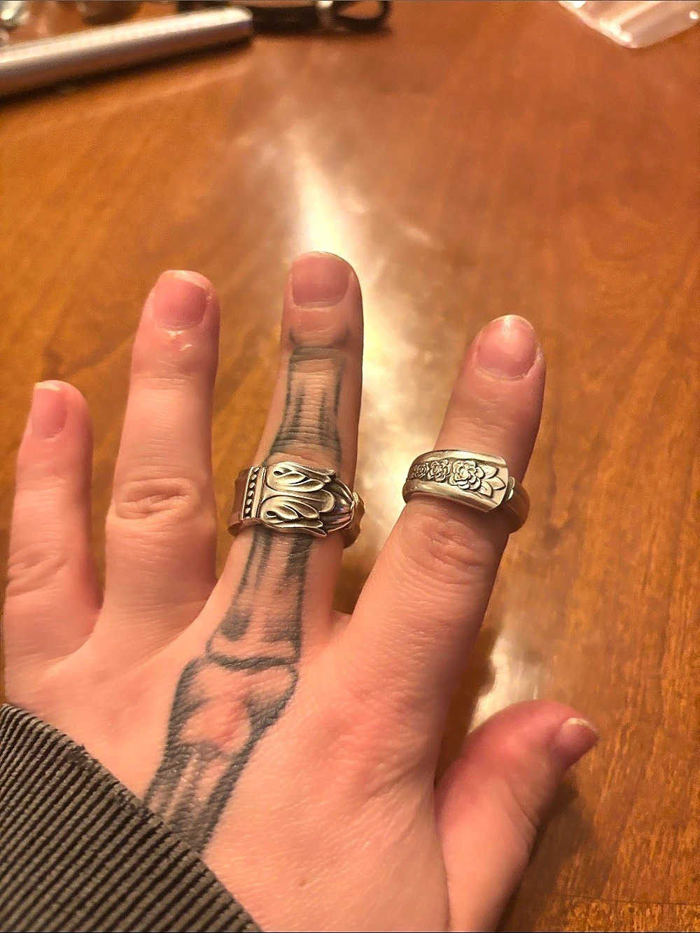 Vintage Silver Spoon Ring Set